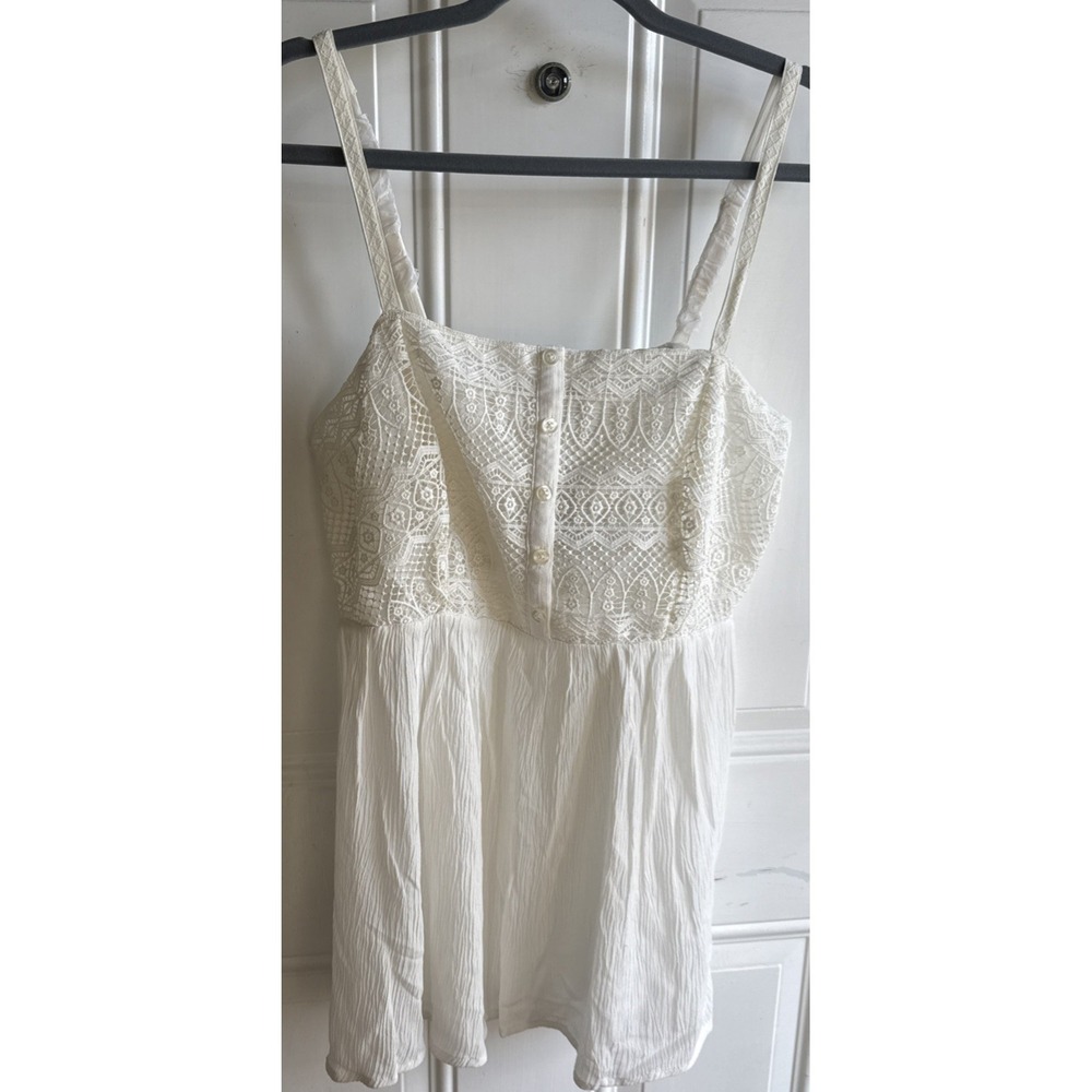 Size 0 LTorrid Large 12 Gauze Flowy Crochet Trim Cami Blush Off White